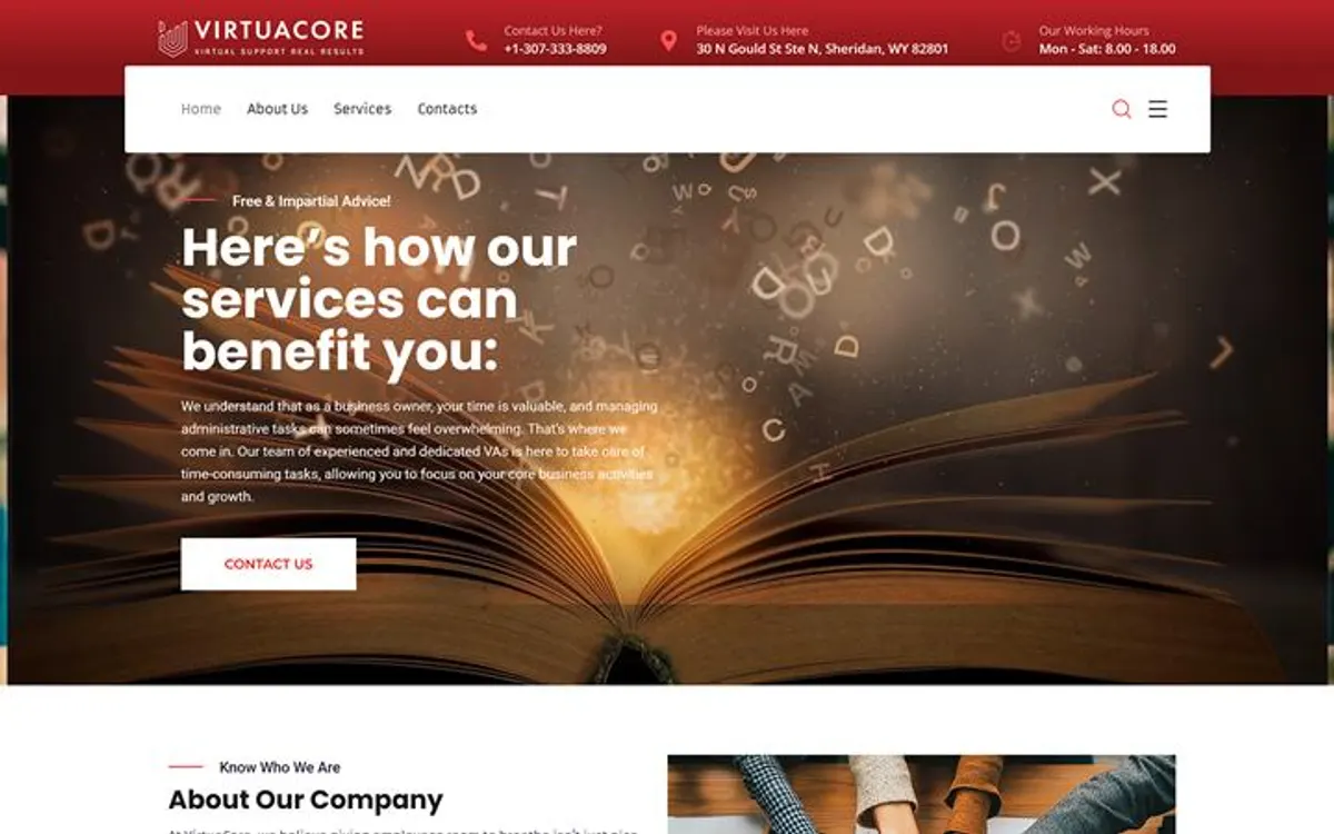 VirtuaCore v1 home page, archived build